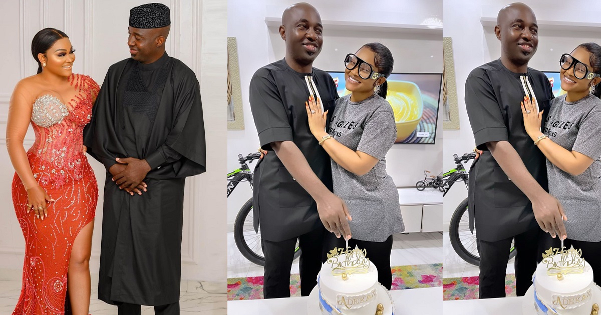 Photo of actress Mercy Aigbe and her new man, Kazim Adeoti, on his birthday