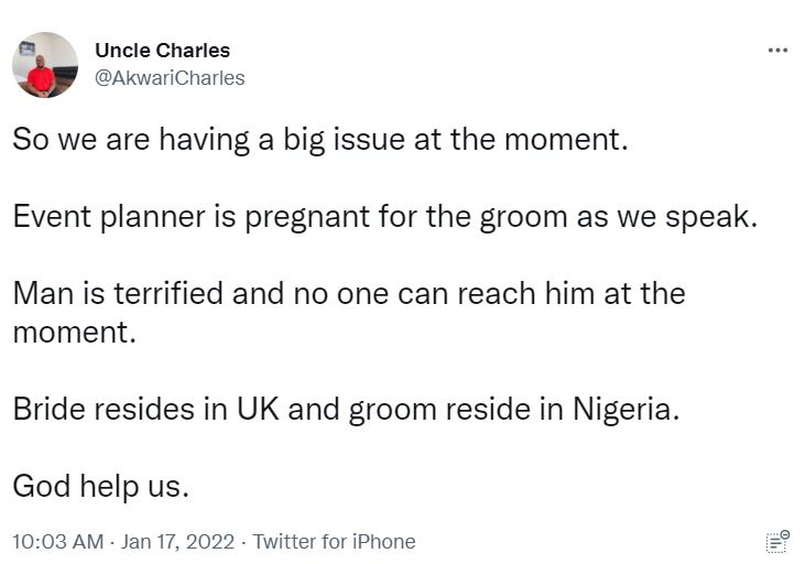 Mixed reactions as Nigerian groom reportedly gets event planner pregnant