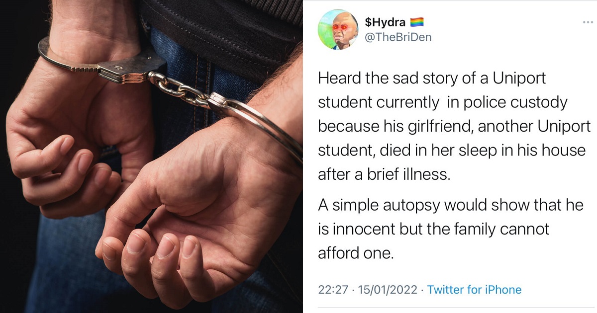UNIPORT student allegedly lands in police net after his girlfriend died in his house