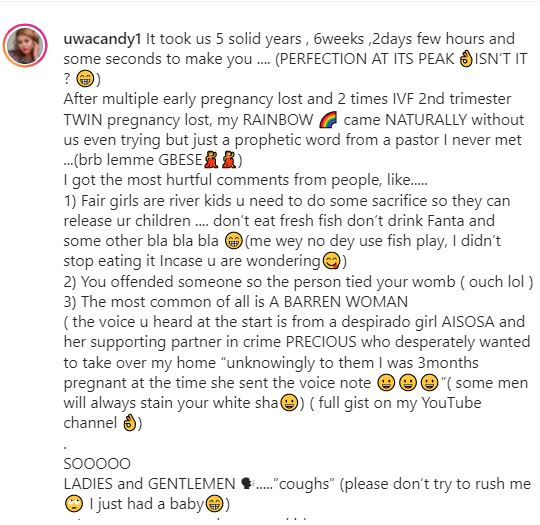 Woman welcomes child after five years of marriage; shares voice note from friend who called her barren 5 uwa