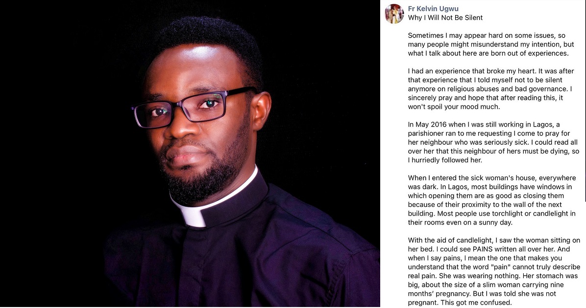 Nigerian Catholic Priest narrates how a lady died after doctors forgot a piece of cloth in her stomach following a cesarean section