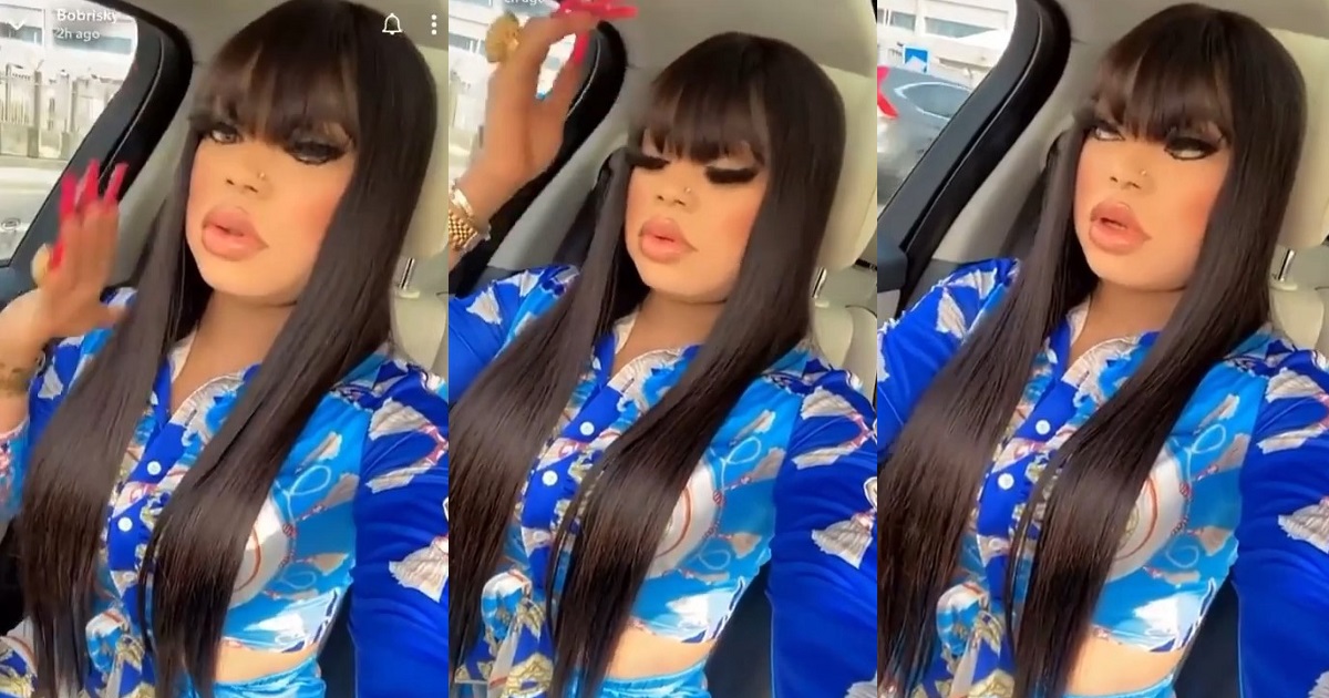 Watch viral video of Bobrisky blinking uncontrollably while wearing a huge eyelash