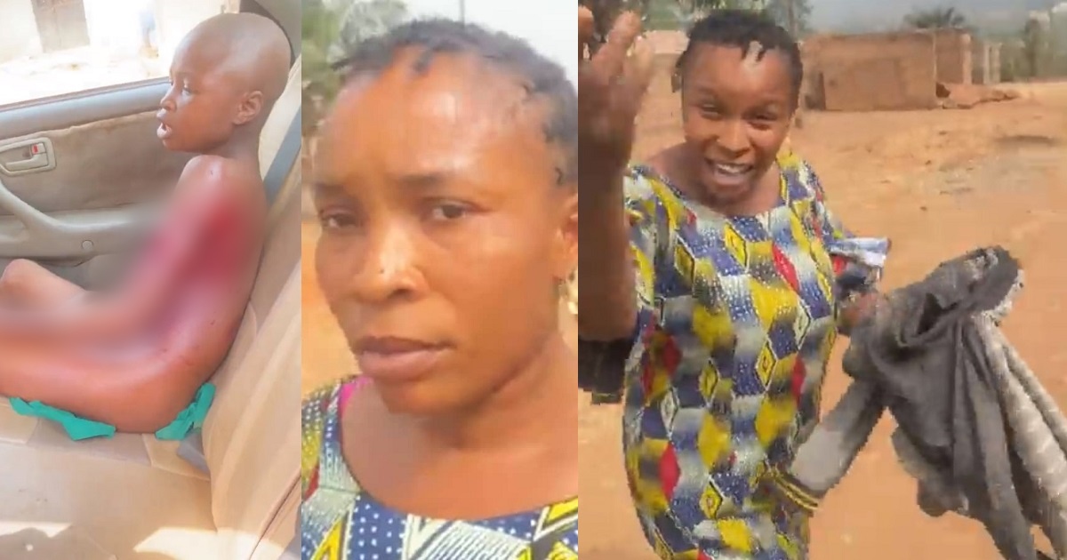 Lady arrested for allegedly brutalizing her underage houseboy and leaving him with bloodied injuries in Ondo (Video)