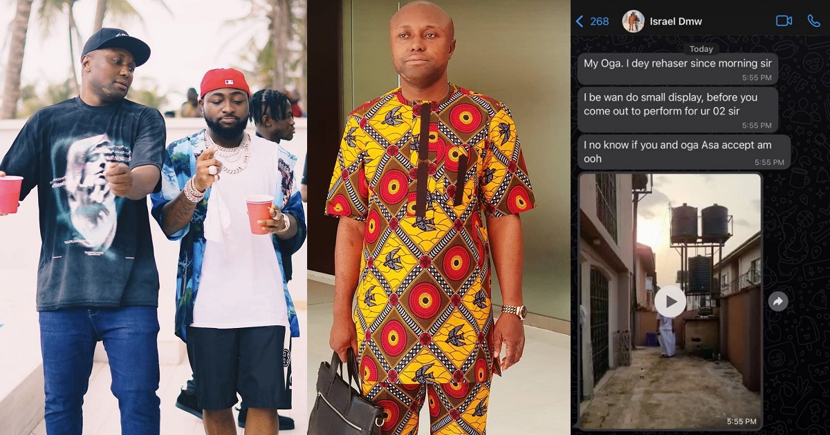 "Israel na cruise" – Reactions as Davido shares hilarious chat with his