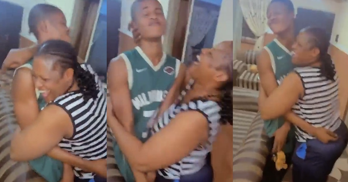 Nigerian mother’s hilarious reaction to her son finally barbing the hair she has always complained to him about (Video)