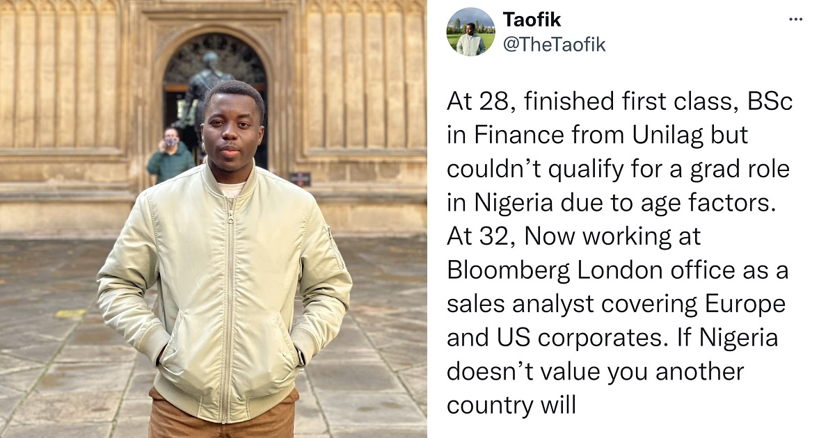 UNILAG First-Class graduate recounts how his age worked against him in Nigeria as he secures a top job in the U.K