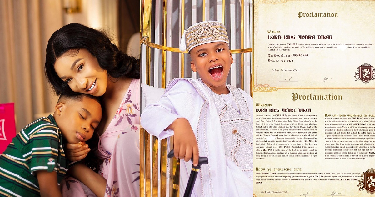 Tonto Dikeh gifts her son, King Andre, a piece of Scotland’s real estate on his 6th birthday (photos)
