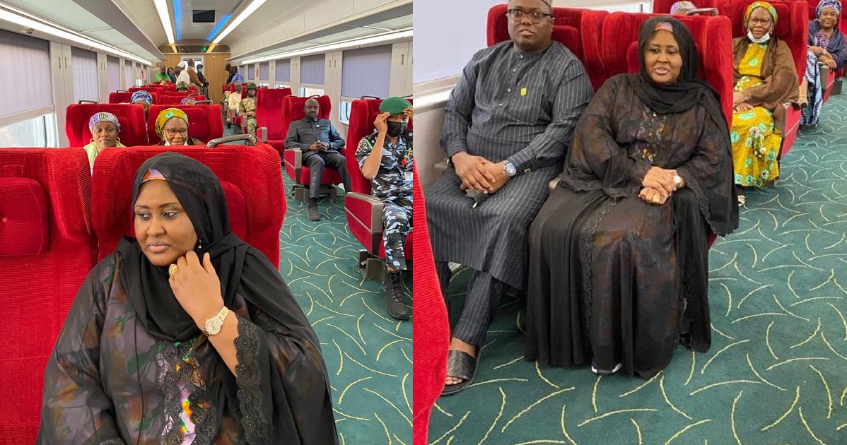 First Lady Aisha Buhari Rides Train From Kaduna To Abuja Photos