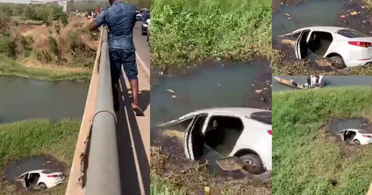 Car skids off the highway into Jabi lake in Abuja (video)