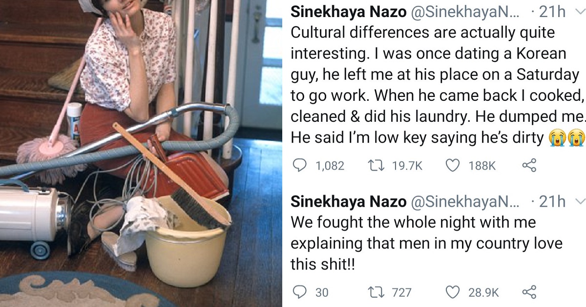 Woman dumped for doing chores at her boyfriend’s house