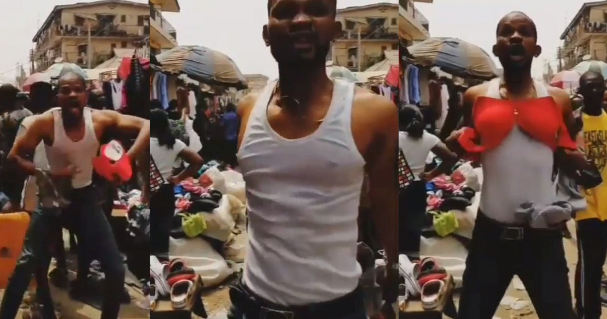 Uche Maduagwu creates a scene at a crowded market as he demands Igbo presidency in 2023 (video)