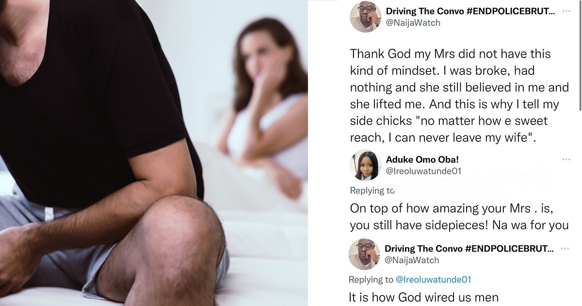 “Men will embarrass you” – Reactions as man publicly admits to having side chicks, but can never leave his wife because she suffered with him