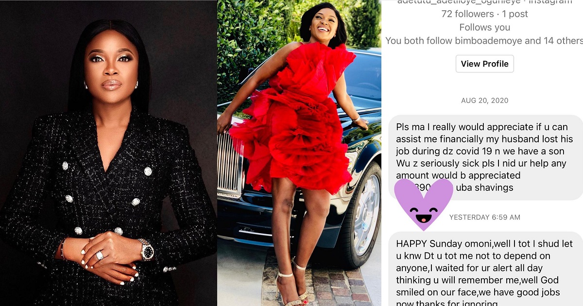 Between actress, Omoni Oboli and an ‘entitled’ fan who called her out for not helping her during the peak of the pandemic
