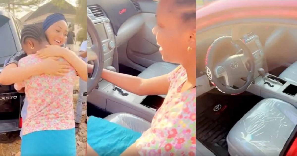 Regina Daniels gifts her younger sister, Destiny, a car on her birthday (video)