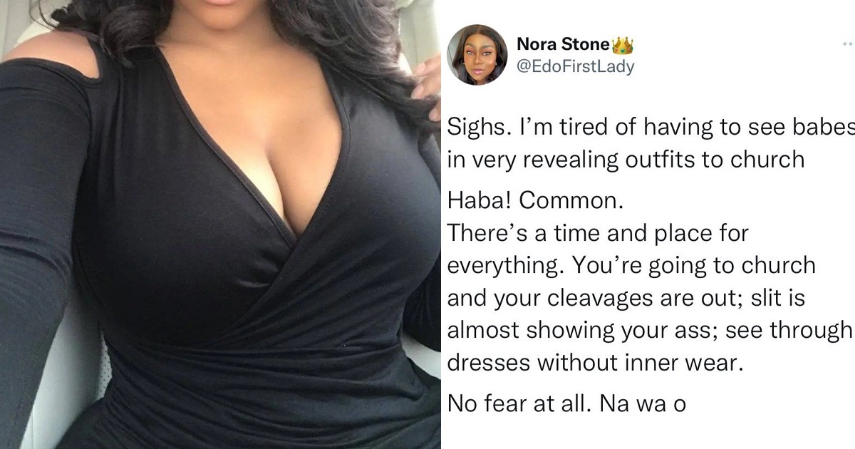 “No fear at all” – Nigerian lady chides women who rock revealing outfits to church