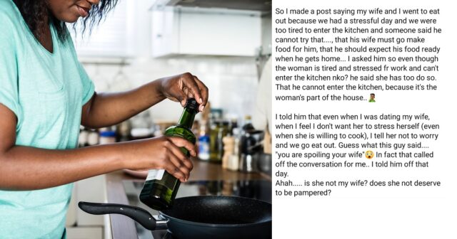 Black woman cooking in the kitchen