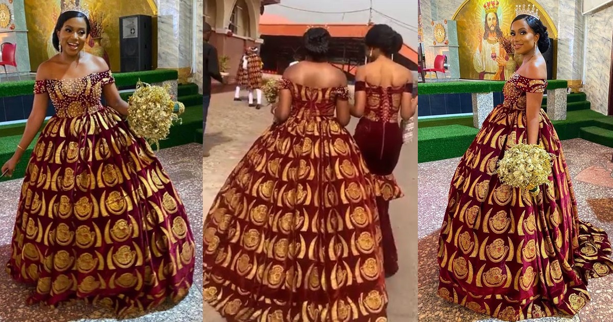 Nigerian bride rocks Igbo-inspired dress for her white wedding ceremony (video)