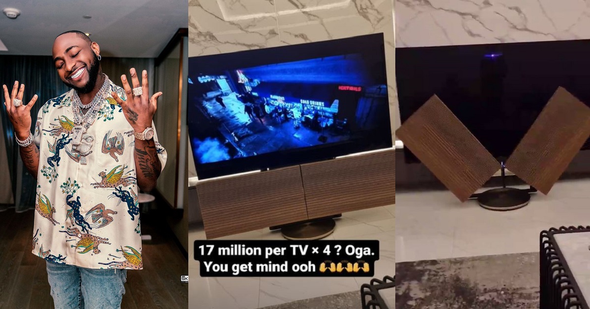 Singer Davido splashes N68million on four TV sets (video)