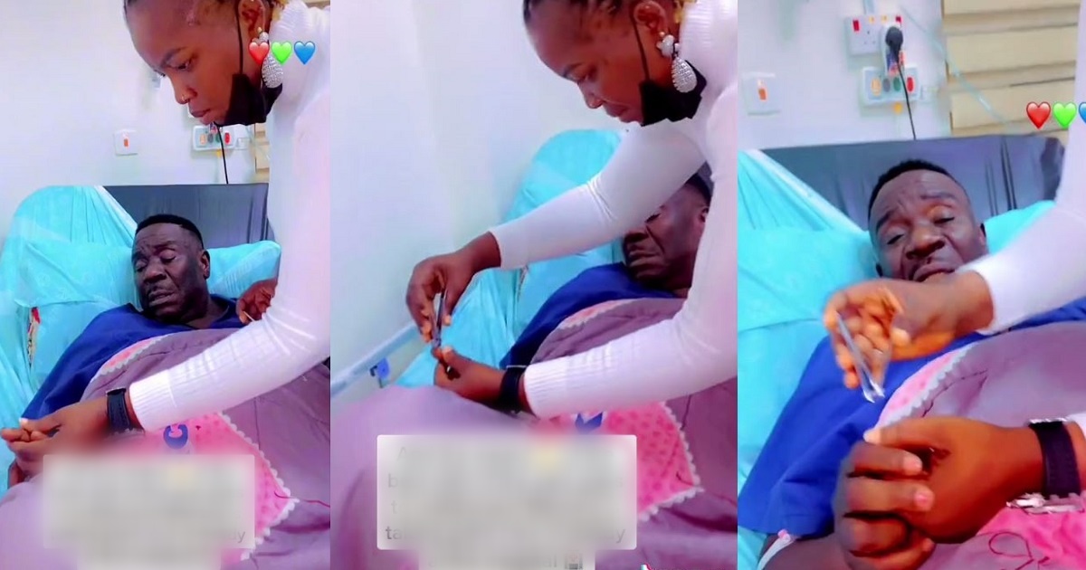 Actor, Mr Ibu’s wife hailed for catering to him on his sick bed (video)
