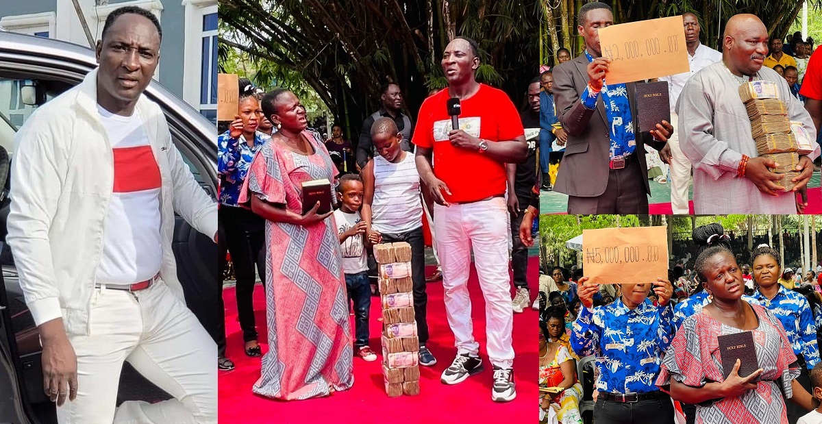 “Don’t forget your old helpers,” — Billionaire Prophet Fufeyin tells Billionaires as he splash 7Million Naira on old friends (video)