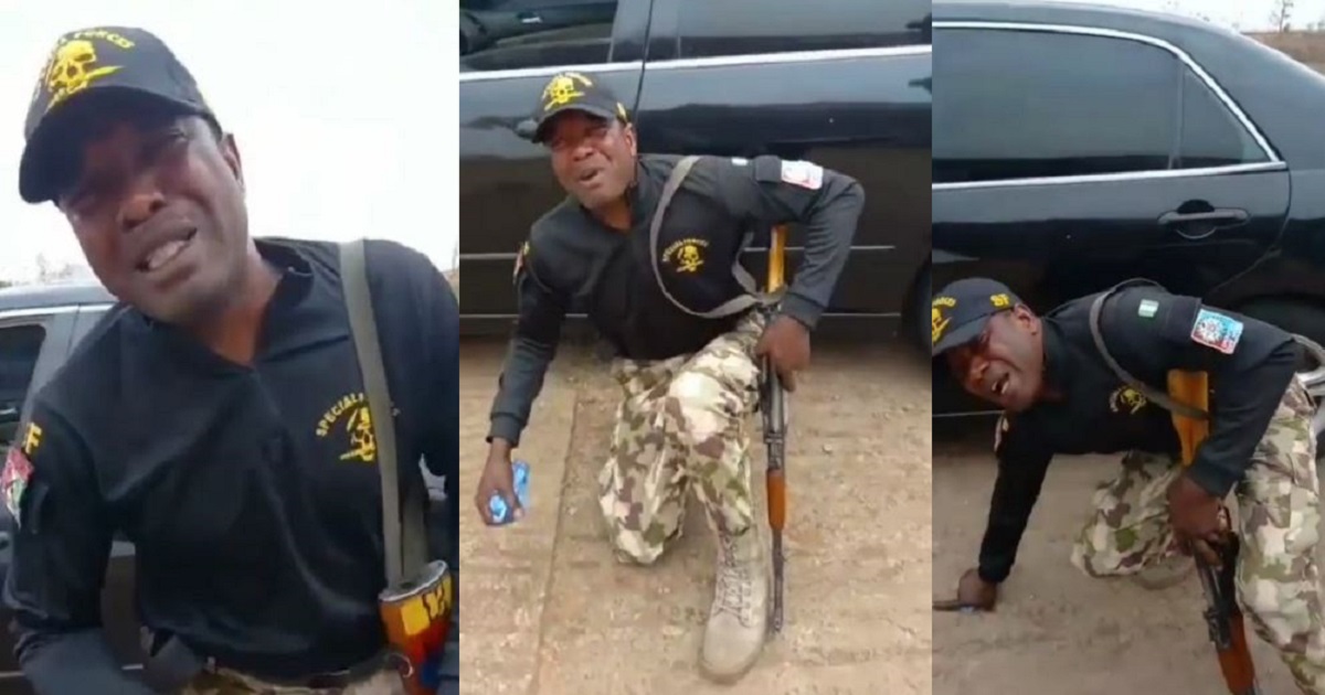 Army officer weeps