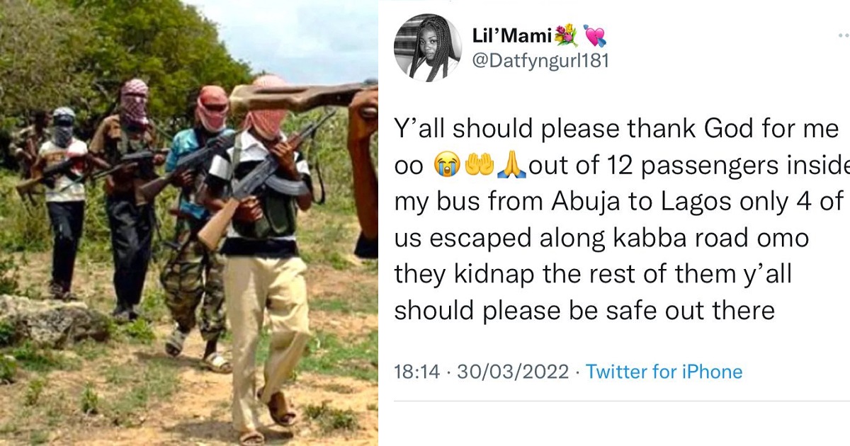 Survivor narrates how 8 out of 12 passengers were kidnapped after their Abuja-Lagos bus was attacked by armed men
