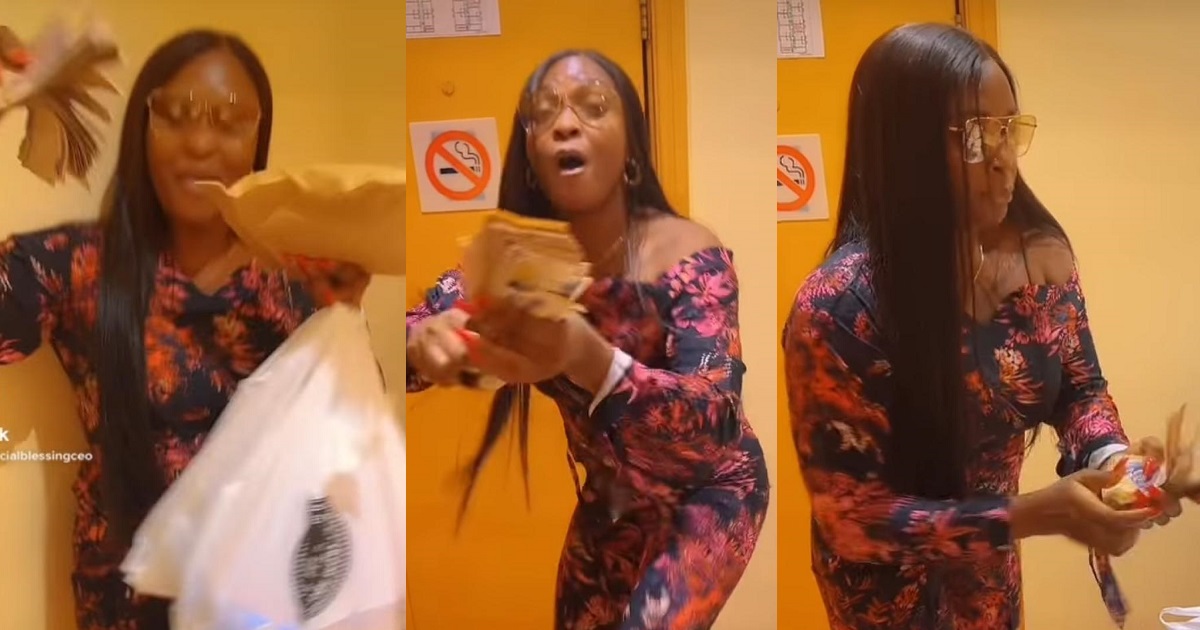 “I’m living by example” – Blessing Okoro says as she shows off transport fare she received after a date (Video)