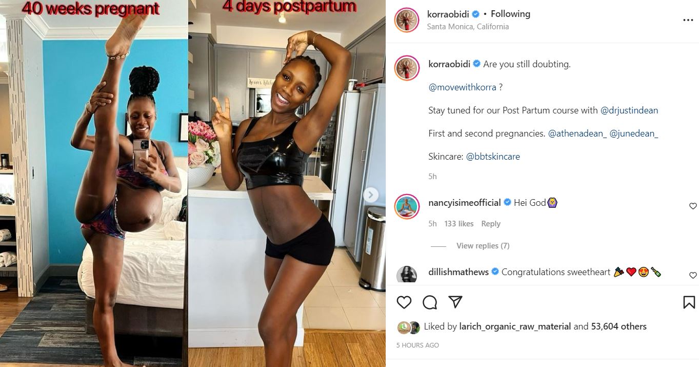 Korra Obidi shows off incredible snapback just 4 days after giving birth (photos) 4 ceew