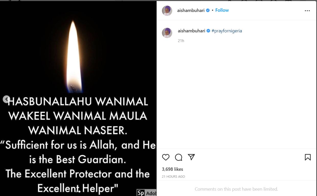 Aisha Buhari begs Nigerians