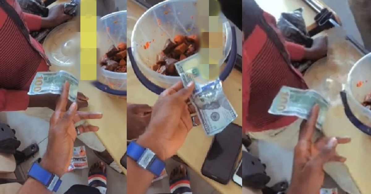 Food hawker rejects $100 from customer, demands N700 payment instead (Video)