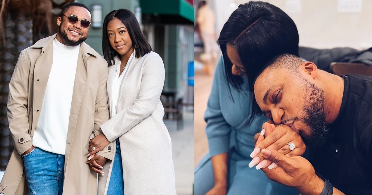 Gospel singer Tim Godfrey finally unveils his fiancee’s face after their engagement (photos)