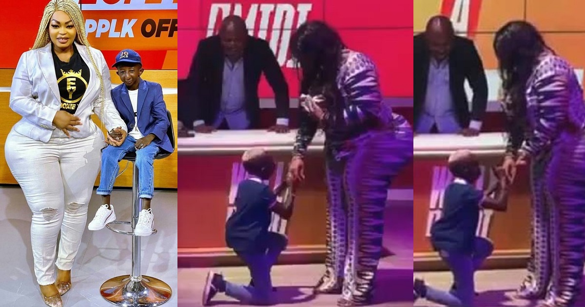 Grand P officially proposes to girlfriend, Eudoxie Yao on live TV (video)