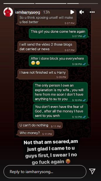 Harrysong shares chat