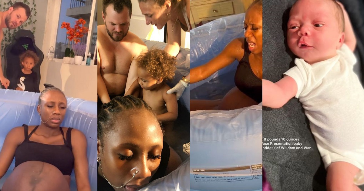 Korra Obidi shares video of 2-year-old daughter, June watching as she delivers her baby sister, Athena (Video)