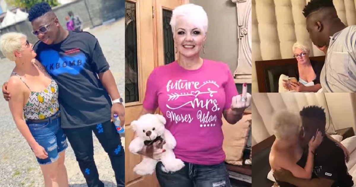 Young Nigerian man proudly shows off his beautiful older white lover (video)