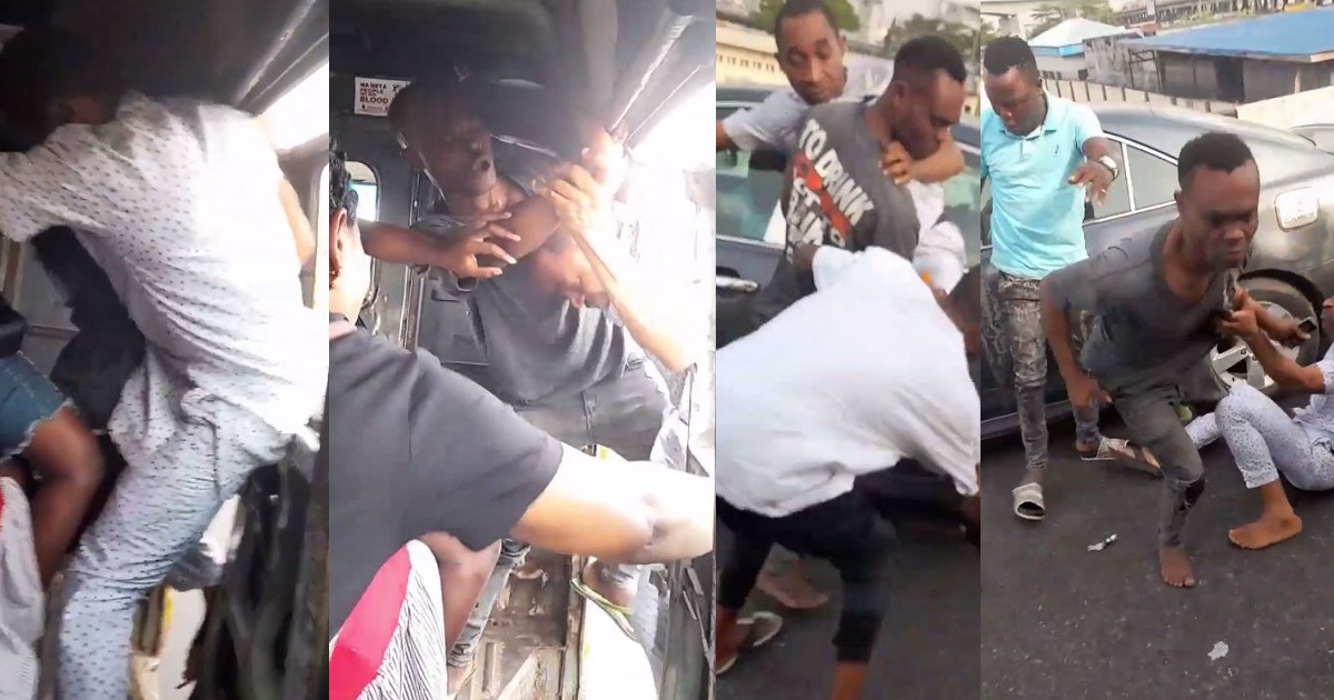 “Everyone in Nigeria is angry” – Reactions as passengers fight dirty on a bus in Lagos (video)