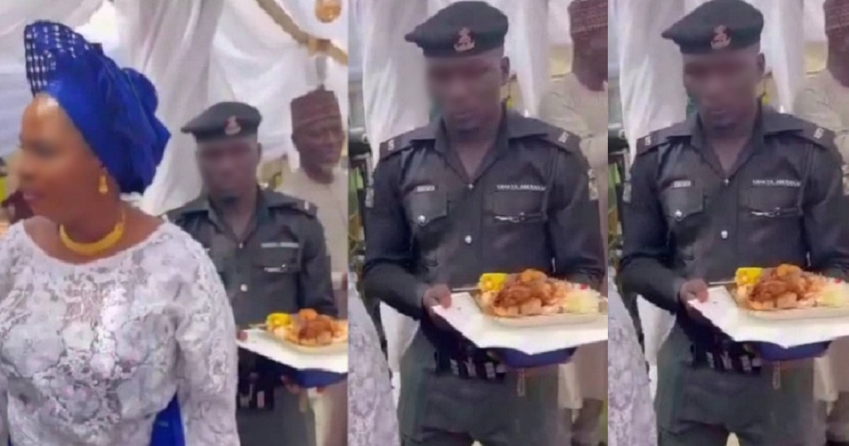 Police officer seen in viral video carrying female VIP’s food tray summoned to police headquarters