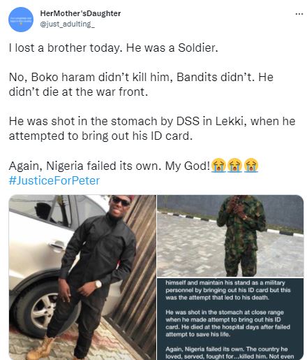 Nigerian soldier allegedly shot