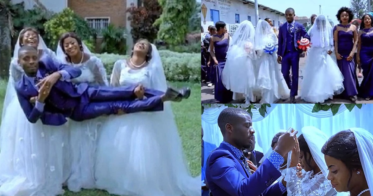 Man marries identical triplets in Congo (photos)