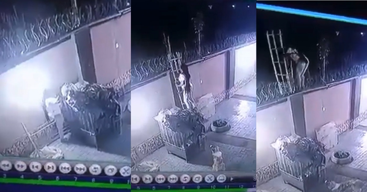 Alleged unfaithful housewife seen jumping over the fence in the middle of the night