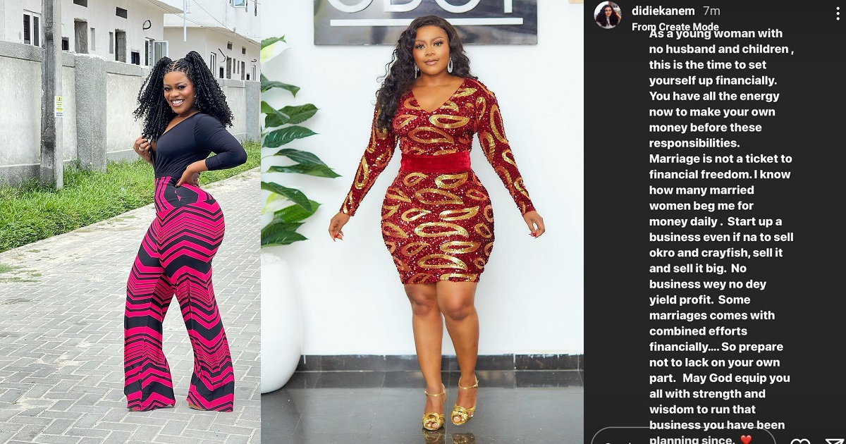 Many married women beg me for money daily – Actress Didi Ekanem says as she advises young ladies to financially empower themselves before marriage
