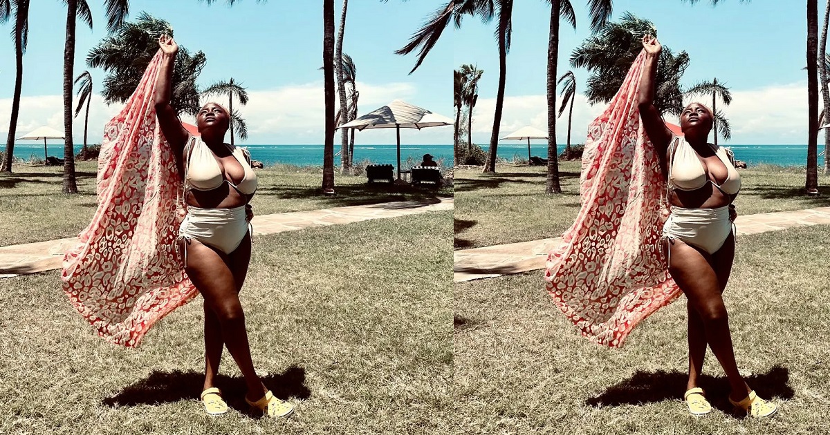 “Every stretchmark has a story” – Omawumi writes as she shows off her body in a two-piece swimwear