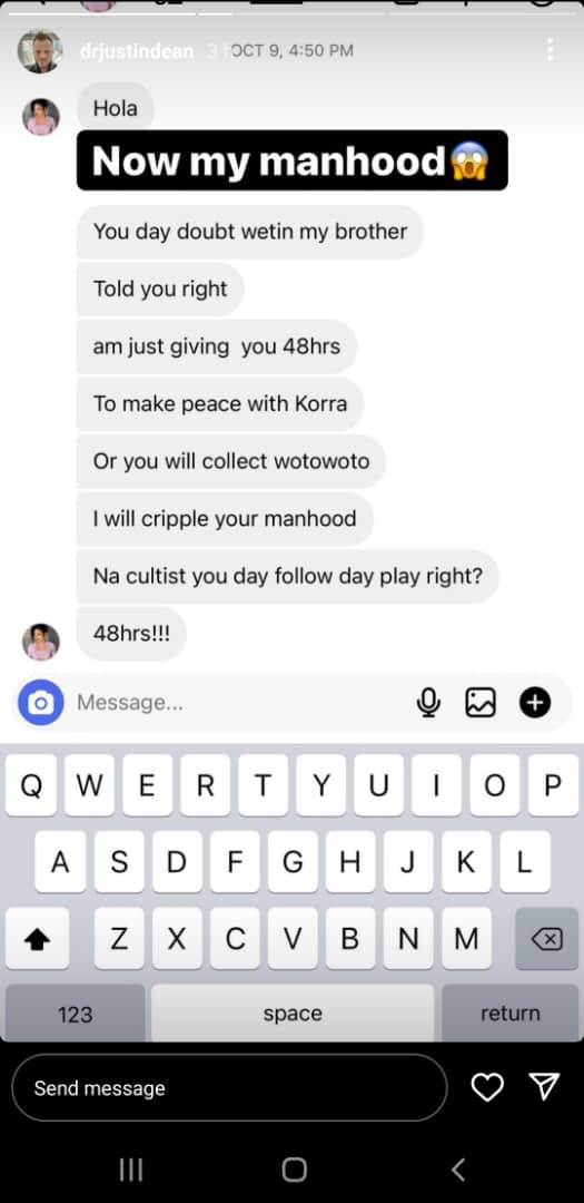“Apologize to Korra or you’ll see my revenge” – Korra Obidi’s estranged husband, Justin Dean, shares threat messages he received from Nigerians 5 625122015b8c6