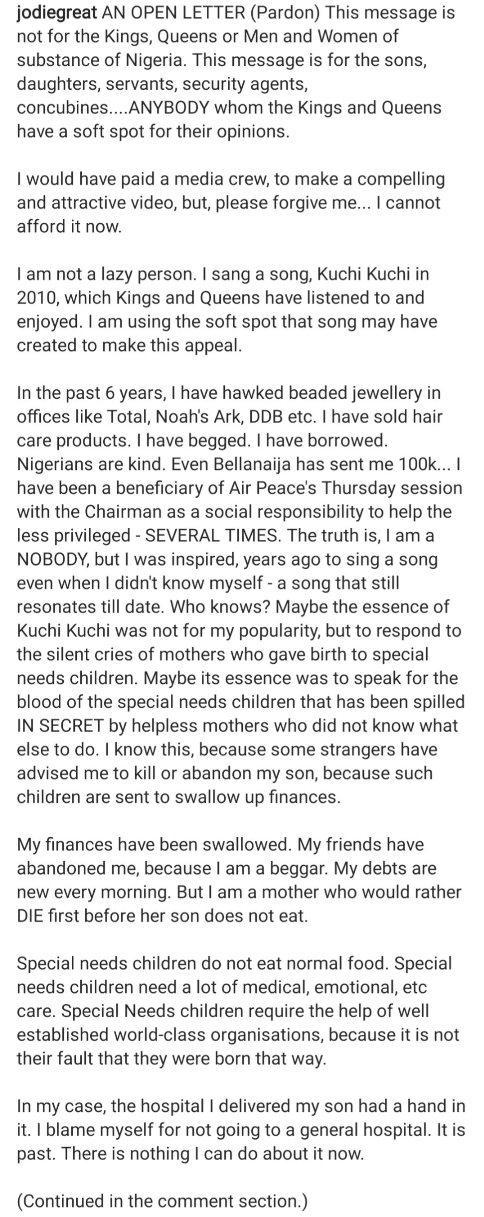 “Strangers have advised me to kill my son” – Singer Jodie speaks about the challenges of raising a special-needs child in Nigeria 4 6268f5b68e0c3