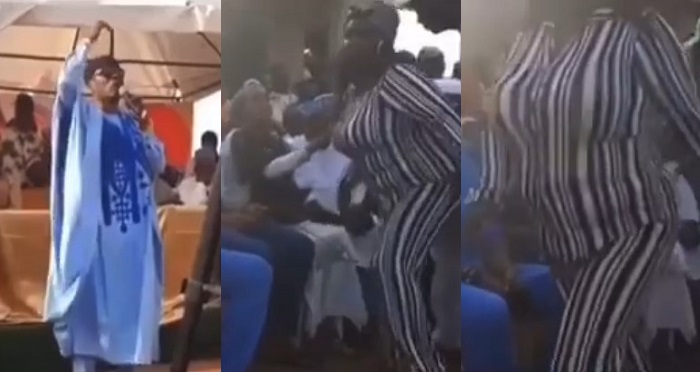 Hilarious moment an Alfa cried out after a curvaceous lady distracted him while he was preaching (Video)