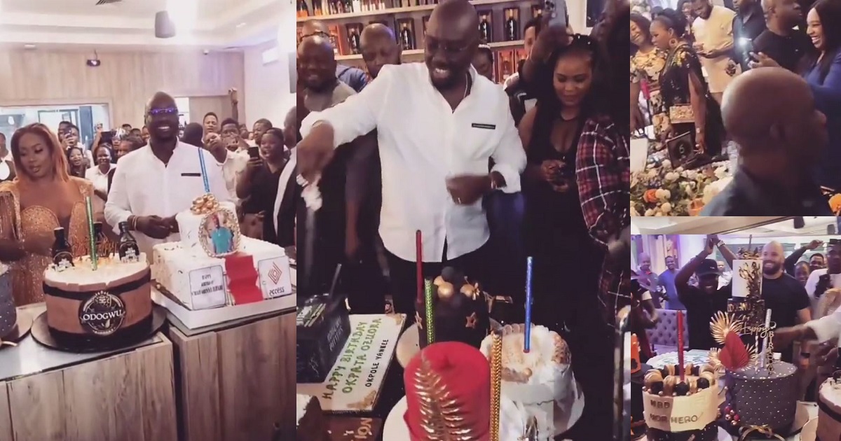 Obi Cubana cuts over 14 cakes at his birthday party (video)