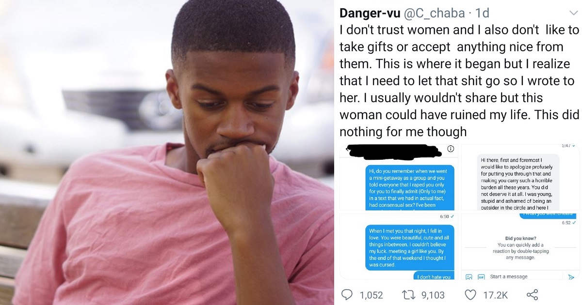 Man falsely accused of rape confronts his accuser years later; shares their chat where she confessed