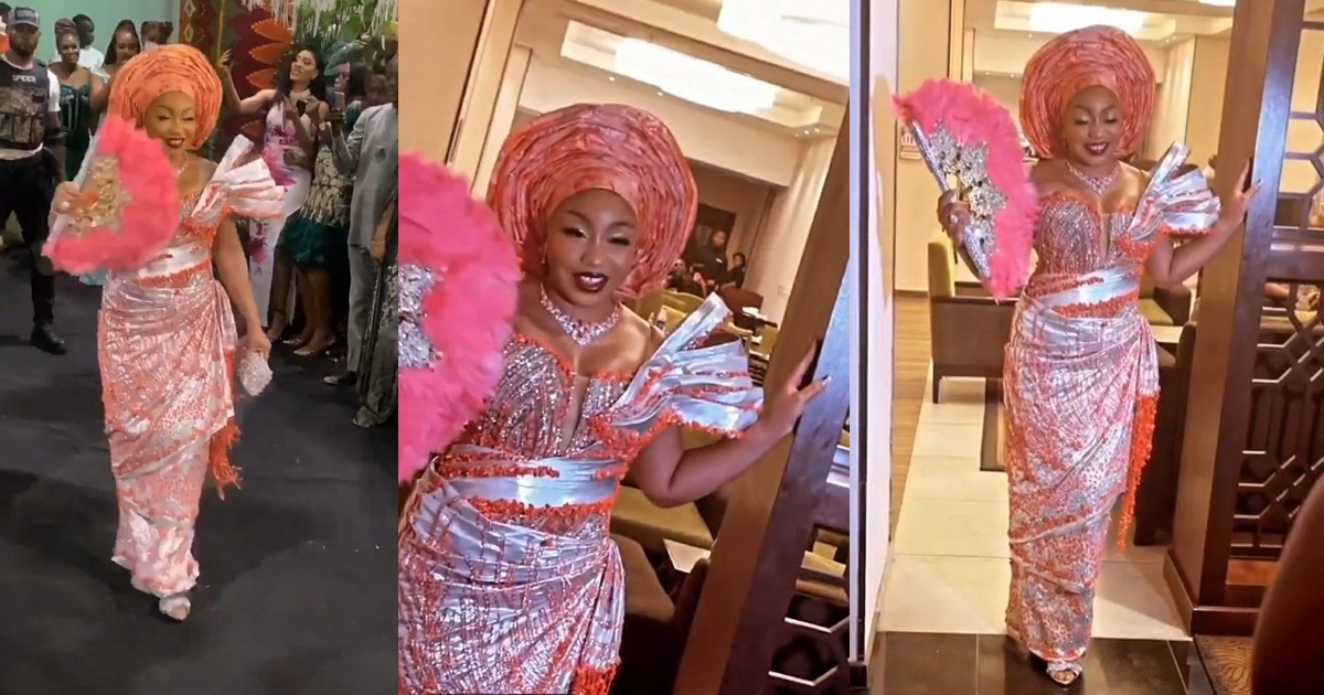 Checkout photos and videos of a gorgeous Rita Dominic in her second outfit at her traditional wedding ceremony