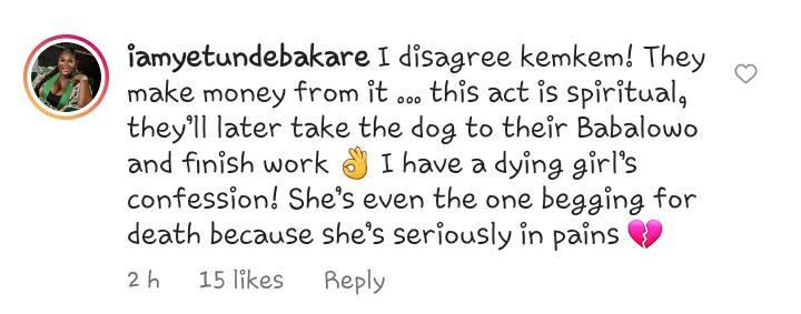 “The act is spiritual and they make money from it” – Actress, Yetunde Bakare reacts to trend of rich men paying ladies to commit sodomy with their dogs 5 WhatsApp Image 2022 04 29 at 3.53.53 PM