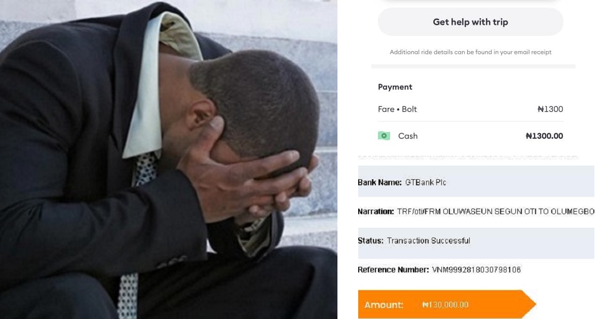 Man cries out as cabbie becomes unreachable after he mistakenly transferred N130,000 to him instead of N1,300